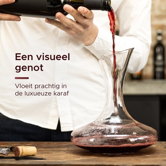Luxwine® - Dekanter - Weindekanter - 1,45L - Inkl. 1000 Reinigungsperlen - Inkl. Korkverschluss - Dekanter