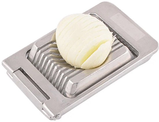 TTD® Edelstahl-Eierschneider Natural - Edelstahl-Eierschneider mit Aluminium-Draht für perfekte Eier-Scheiben