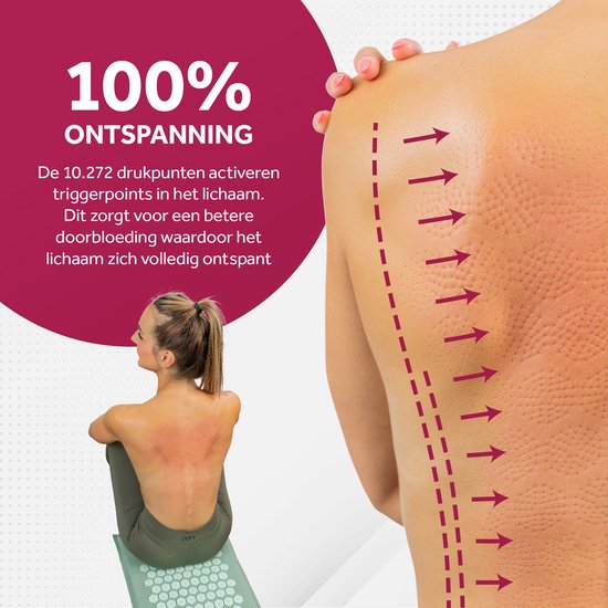 Northwall Nagelmatte - Mit Kissen & Tragetasche - Akupressurmatte - Akupunktur - Meditation - Shakti Massage - Grün