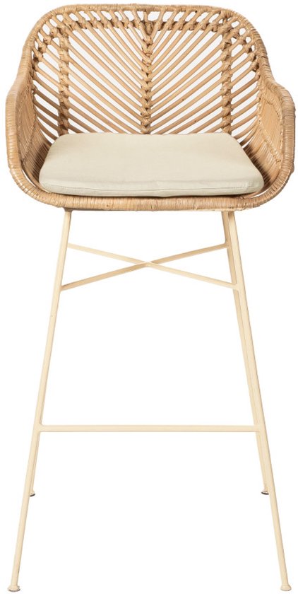 Nunuhai – Set aus 2 Rattan-Barhockern mit beigen Beinen, Höhe 68 cm