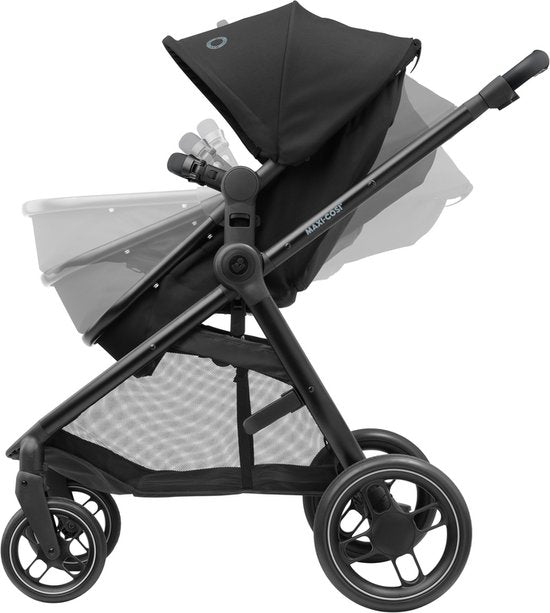 Maxi-Cosi Zelia³ Kinderwagen - Essential Black (schwarzer Rahmen + schwarzes Leder)