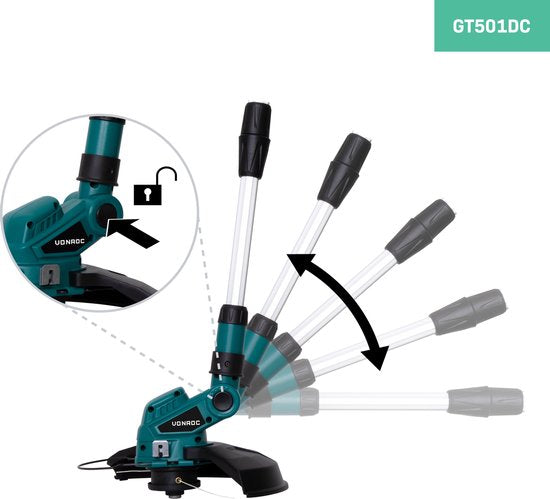 VONROC Rasentrimmer 20V - VPower 20V - 250mm - Doppelspule (2x4m) - Teleskopstange - Ohne Akku & Ladegerät