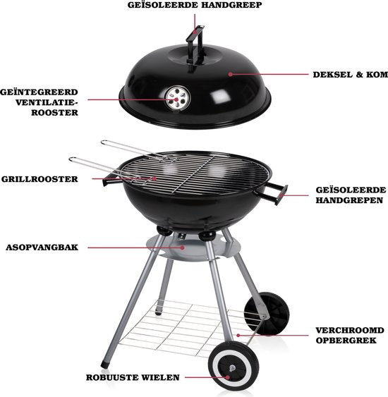 Lone Star Barbecue - Holzkohle-BBQ - Kugelgrill - isolierte Griffe - Belüftungssystem - herausnehmbare Ascheauffangschale
