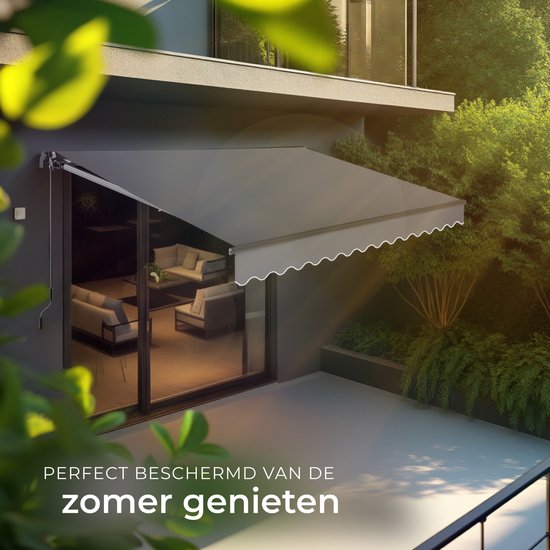 tectake® Sonnenschirm mit Gelenkarm - 300 x 250 cm - Markise - Sonnenschutz für Fenster, Balkon, Außenbereich - Wandmontage - Wasser- und UV-beständig - Dunkelgrau
