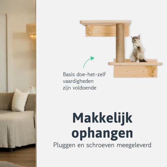 LBB Katzenkletterwand - Für jede Katze geeignet - Inkl. Kratzbaum - Wand - Auch für große Katzen - Wand - Regal - Möbel - Katzenspielzeug - Intelligenz - Spielzeug