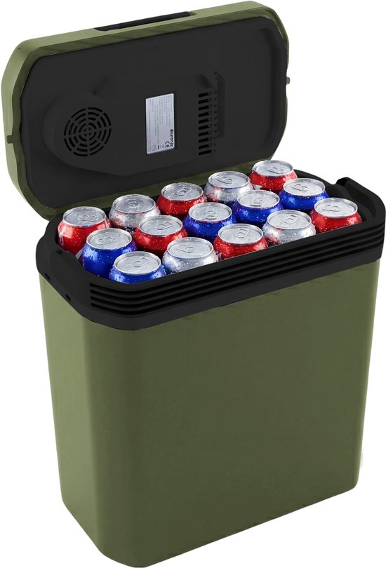 Auronic Coolbox Electric 12V und 230V - 20L - Camping-Kühlschrank - Auto - Kühlung und Heizung - Kühlbox - Grün