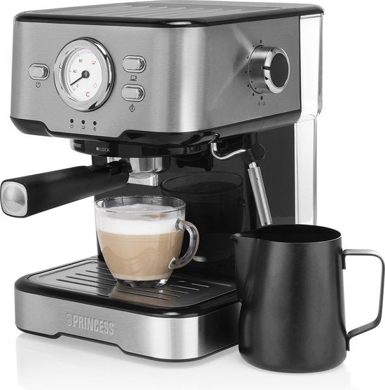 Kaffeemaschine - Princess 249412 Espressomaschinen für gemahlenen Kaffee - Mit Milchaufschäumer für Cappucino und Latte Macchiato - 2 Tassen - Verbraucherverband Best Buy