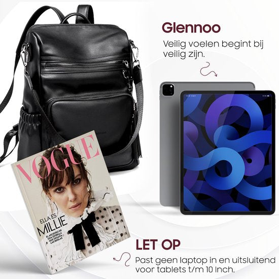 Glennoo Rucksack - Damen - Wasserdicht - Klein - Anti-Diebstahl-Fach - Rücken, Schulter, Handtasche in einem - Weiches PU-Leder