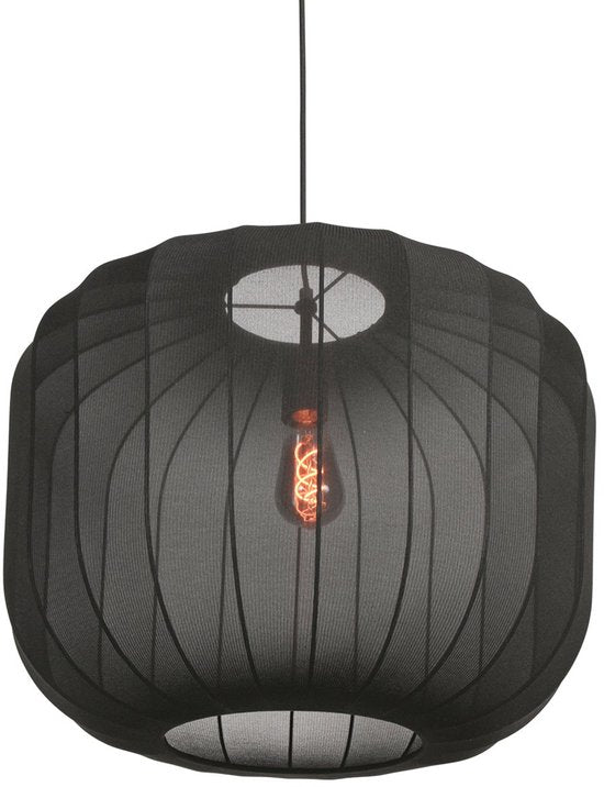 Anne Lighting – Hängeleuchte – Sable – schwarz – Leinen und Metall – Ø 55 cm – E27 – 4192ZW