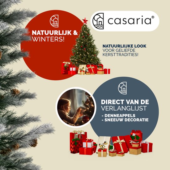 Casaria Weihnachtsbaum 180cm PVC - Schnee-Effekt Tannenzapfen - Grün-Weiß