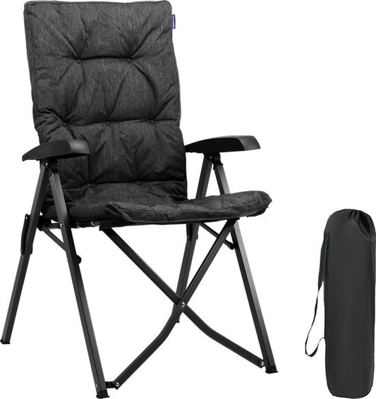 TRVLMORE Campingstuhl - Inklusive Tragetasche - Komfortabler Klappstuhl - 150 kg Tragfähigkeit - Campingstuhl - Aufbewahrung - Klappstuhl - Schwarz