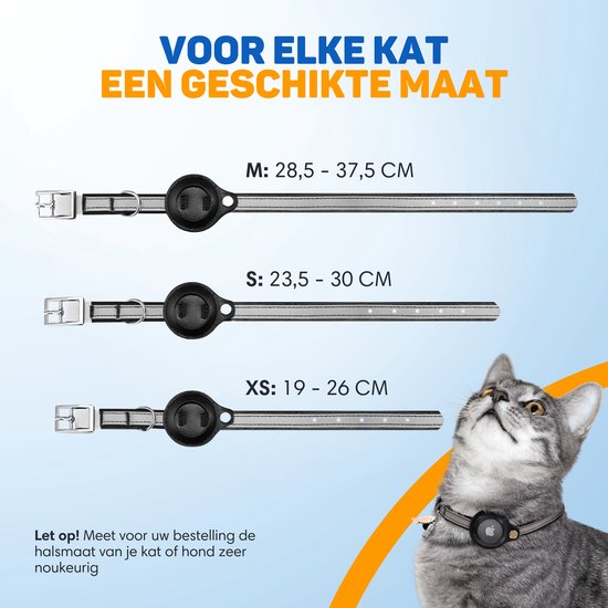 Vulpes Goods® Pets - Katzenhalsband geeignet für Apple AirTag - Apple Airtag Cat Collar Pro - Sicher, leicht, reflektierend & komfortabel - Kratzfest und wasserabweisend - Inkl. 3 Zubehörteile - 23.5-30.5 CM - S