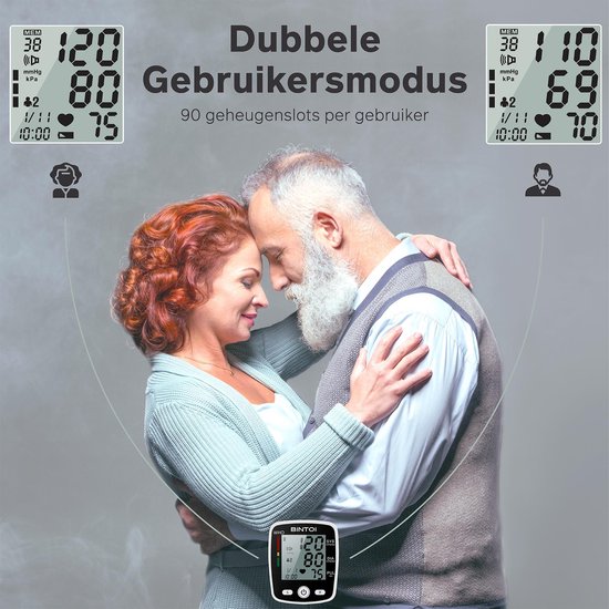 Bintoi® BXE100 Handgelenk-Blutdruckmessgerät - Herzfrequenzmessgerät - USB wiederaufladbar - inkl. Aufbewahrungsbox - 2 Benutzer