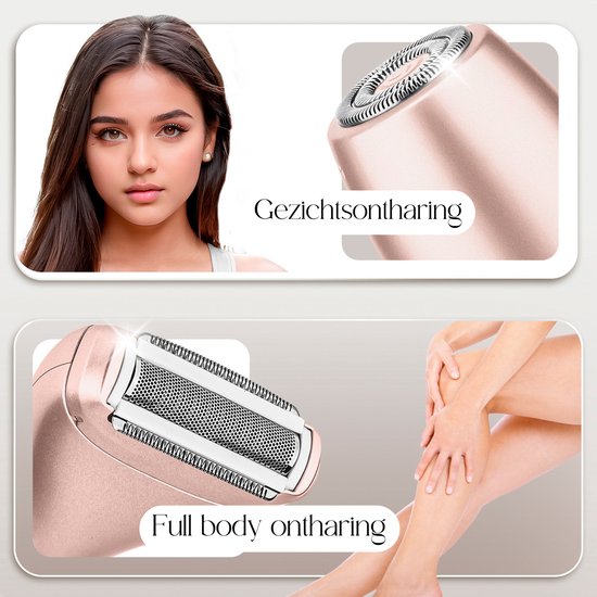 2-in-1 Ladyshave mit Display - Gesicht - Achseln - Beine - Bikinizone - Sansbeauté® - Rasierer Damen - Gesichtshaarentfernung Damen - Trimmer Damen - Ladyshaves Bikini - USB Wiederaufladbar