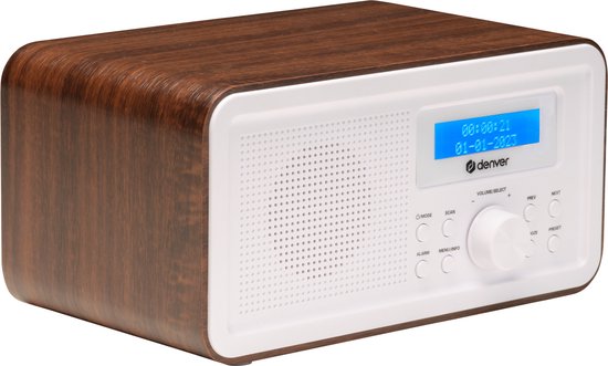 Denver DAB-Radio - Retro-Radio - FM-Radio - Küchenradio - Tragbares Radio - Batterien & Netzanschluss - DAB30DW
