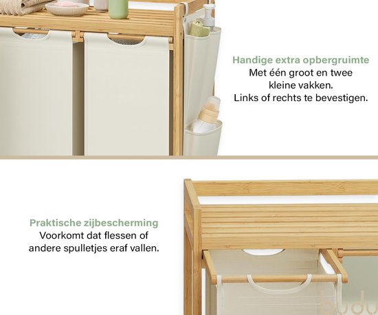 Budu Wäschekorb mit 3 Fächern – Wäschetrennkorb – Wäschekörbe aus Bambus – 150 l