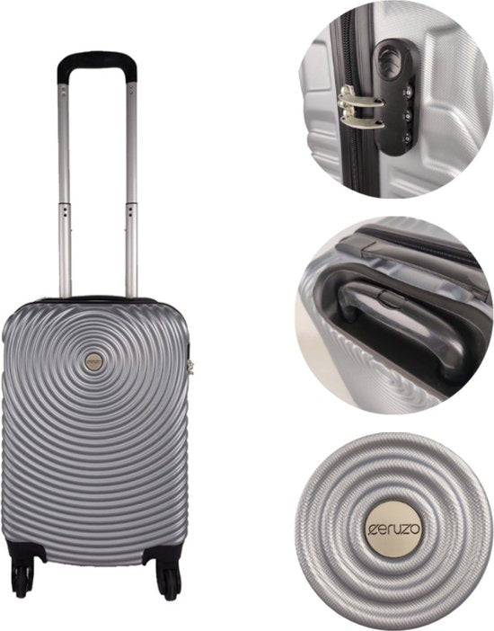 Ceruzo Handgepäckkoffer – Trolley – 28 l – 51,5 cm – Silbergrau – 360°-Drehrollen – Zahlenschloss