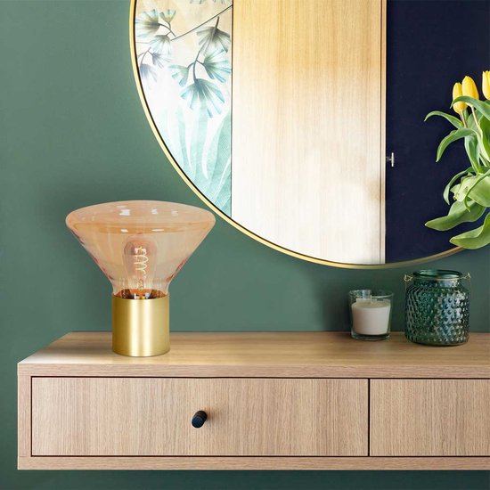 Tischlampe Ambiance 3401ME – Modernes Messing mit bernsteinfarbenem Glas – Steinhauer – Für den Innenbereich