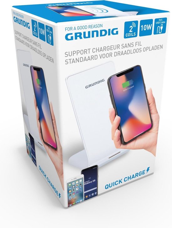 Grundig Wireless Phone Charger - Ladestation - für Smartphone - Schlankes Design - Weiß