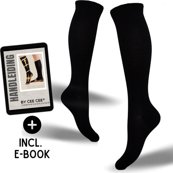 Kompressionssocken 1 Paar Stützsocken Damen und Herren - Kompressionssocken - Laufsocken - Sportsocken - Schwarz - Größe 41-45 L/XL