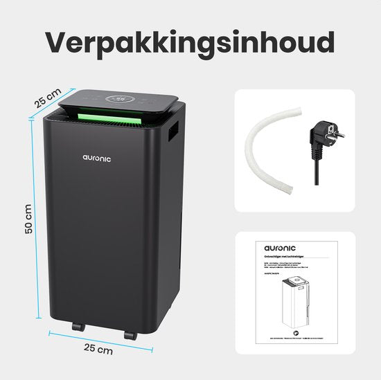 Auronic Luftentfeuchter und Luftreiniger - Pro Series - 12L pro Tag - Waschtrockenfunktion - Schlafzimmer, Badezimmer und Wohnzimmer - Feuchtigkeitsabsorber für das Haus - Schwarz