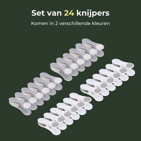 Gandria Wäscheklammern 24 Stück - Kunststoff-Wäscheklammern - Satz von 24 Kunststoff-Wäscheklammern - Wäscheständer Wäscheklammern 10 Kg - Grau/Weiß und Weiß/Grau