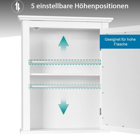 Costway - Badezimmer - Spiegelschrank - Holz -Weiß - 56 x 15 x 69,5 cm