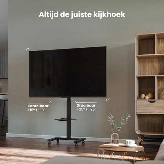 Auronic TV Stand - TV-Fuß - Mobil - Drehbar - Verstellbar - Neigbar - Räder mit Bremse - 32 bis 75 Zoll - Schwarz