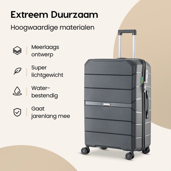 SKYCASES Urban Adventurer - Großer Reisekoffer - Zahlenschloss - 49x30x75cm - 110L - Reisekoffer mit Kofferschloss - Spinner-Räder - Anthrazit V2