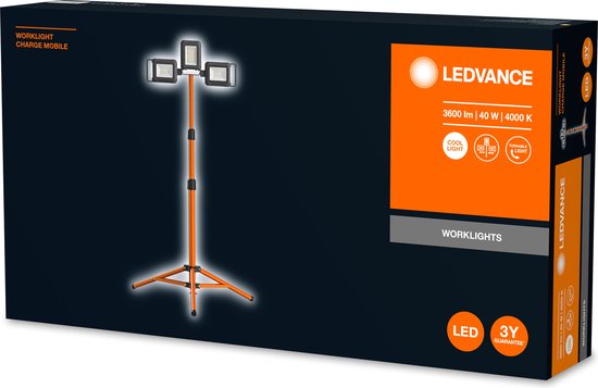 LEDVANCE Arbeitsleuchte LED: für Boden, WORKLAMP BATTERY STATTERY / 4-,- W, 22-...24- V, Abstrahlwinkel: 11-, Cool White, 4- K, Gehäusematerial: Aluminium/Kunststoff, IP54