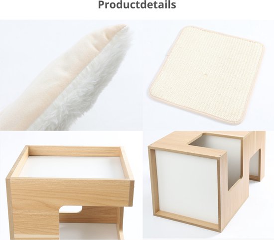 Livista® - Katzenhaus - Farbe Naturholz - 60x30x30 cm - Hochwertige Materialien - Mit Kissen