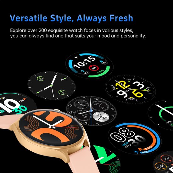Maoo GTR Series 2 Smartwatch Herren - Edelstahl und TPU Armband - Schrittzähler - Herzfrequenzmesser - Schlafüberwachung - Multisport - Geeignet für Android und iOS - Schwarz