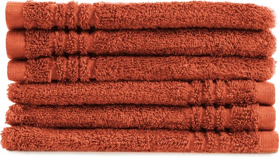 PHLOX Supreme Waschlappen 16x21 - 6er Set - Schwergewicht 600 g/m2 - Terracotta
