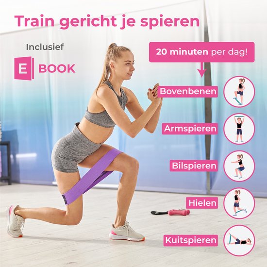 Nuvance - Resistance Bands Set inklusive Tragetasche - 3er Set - Resistance Band - Fitness Elastic - eBook mit zusätzlichen Übungen - Grün Pink und Lila