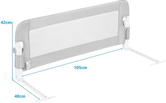 Coast Faltbares Bettgitter Sicherheitsgitter für Kleinkinder Bettgitter 105 x 40 x 42 cm Weiß + Grau