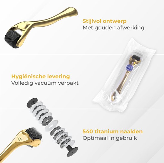 Nuvance - Dermaroller - 540 Mikronadeln von 0,5mm - Inkl. eBook - Derma Roller für die Hautpflege - Bartroller für Haarwuchs - Steril verpackt