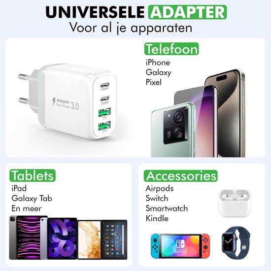Travelhawk USB-C Ladegerät - Geeignet für iPhone - Schnellladegerät - PD 40W - Weiß