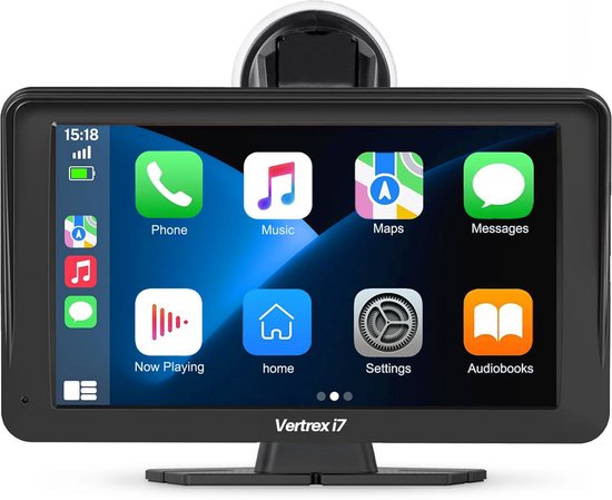 Vertrex Smart Car Display - Bildschirm kompatibel mit Carplay und Android Auto - Car Play - Kabellos - 7-Zoll - Touchscreen - Schwarz