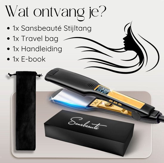 Sansbeauté® Professionelles Glätteisen - 2 in 1 - Lockenstab - Haarglätter - Schnelles Aufwärmen - 80℃ bis 230℃ - Glätten & Locken - ION-Technologie