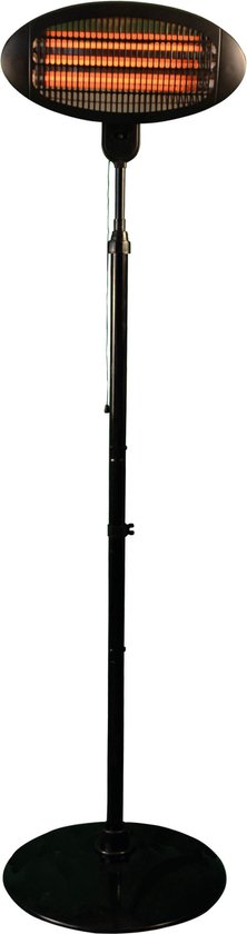 BRASQ Electric Terrace Heater Floor Standing PHS100 - Heizung 2000W - 3 Wärmestufen - Einstellbar - Spritzwassergeschützt - Für den Innen- und Außenbereich - Schwarz