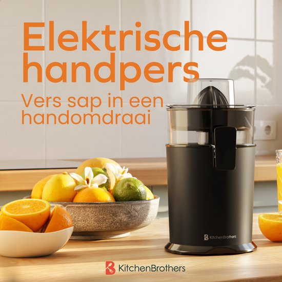 KitchenBrothers Zitruspresse - Manuell - Mit Ausgießer - 0.5L - Schwarz