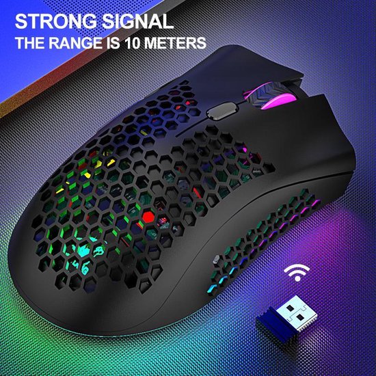 ZIYOU LANG X3 Wireless Gaming Maus - RGB-Waben-Gaming-Maus - Gaming-Maus - Schwarz