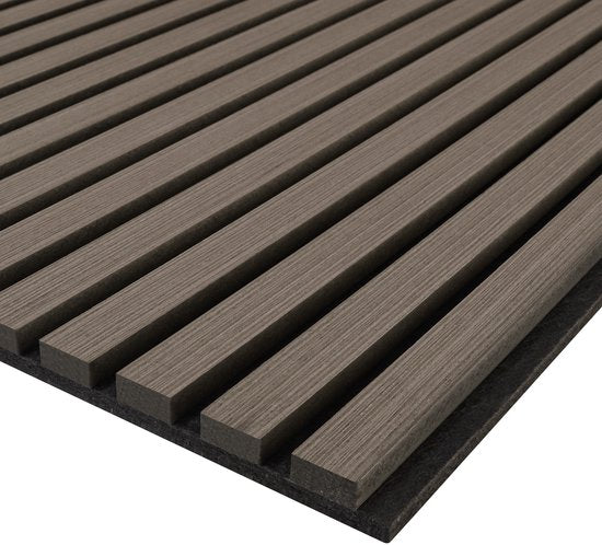 tectake® Akustikpaneele - 4er-Set - Akustik-Wandpaneele - 60 x 120 cm - 2,88 m² - Wandpaneele mit verstellbarer Größe - Lattenwand aus MDF und Holzfurnier - Schalldämmung - stilvolle Wanddekoration - einfache Montage - Eiche grau