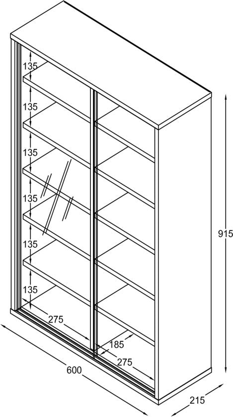 Vitrine - Fächerschrank - Lagerschrank - 12 Fächer mit Schiebetüren