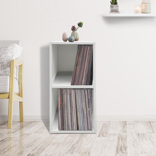 Aufbewahrungsschrank für LP-Schallplatten - Aufbewahrung von LP-Schallplatten - Bücherregal - weiß