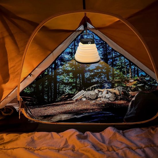 Tech Essentials Solar LED Laterne - faltbar - schwarz - Zeltlampe - Led Lampe wiederaufladbar - Camping - Notfall - Sturm - Hängelampe - Solarenergie