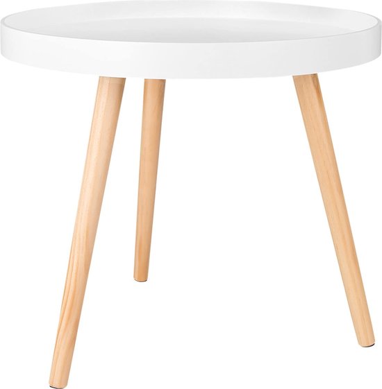 Rootz Beistelltisch - Couchtisch - Nachttisch - Wohnzimmer-Akzent - Lounge-Stand - Beistelltisch - Weiß - 50 x 44 cm (ø x H)