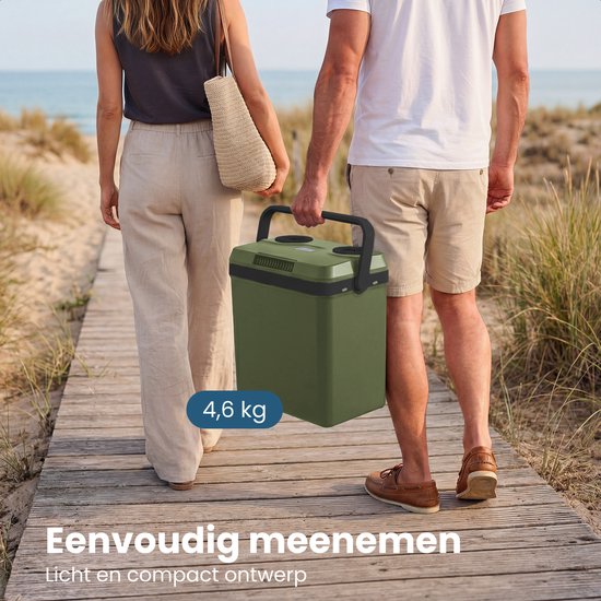 Auronic Coolbox Electric 12V und 230V - 25L - Camping-Kühlschrank - Auto - Kühlung und Heizung - Kühlbox - Grün