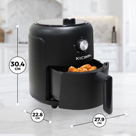 Kicinn Airfryer - Airfryer XL - Heißluftfritteuse - 3 Liter - 1000 Watt - Schwarz