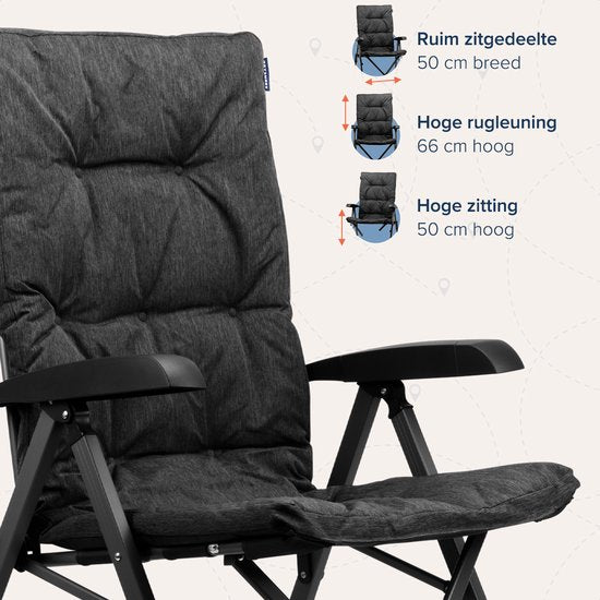 TRVLMORE Campingstuhl - Inklusive Tragetasche - Komfortabler Klappstuhl - 150 kg Tragfähigkeit - Campingstuhl - Aufbewahrung - Klappstuhl - Schwarz
